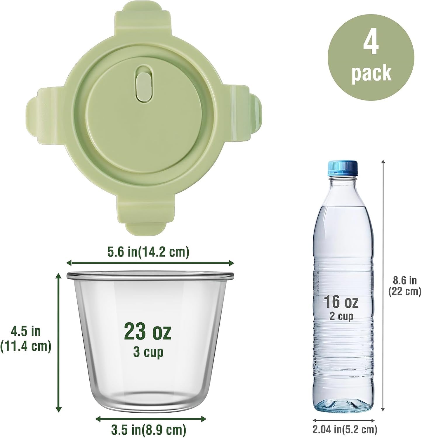 Freshmage 23oz Glass Meal Prep Containers with Lids, Airtight 3-Cup Glass Storage Containers Set, Heat-Resistant BPA-Free for Soup, Leftover, Microwave, Dishwasher, and Freezer Safe (6 Packs)