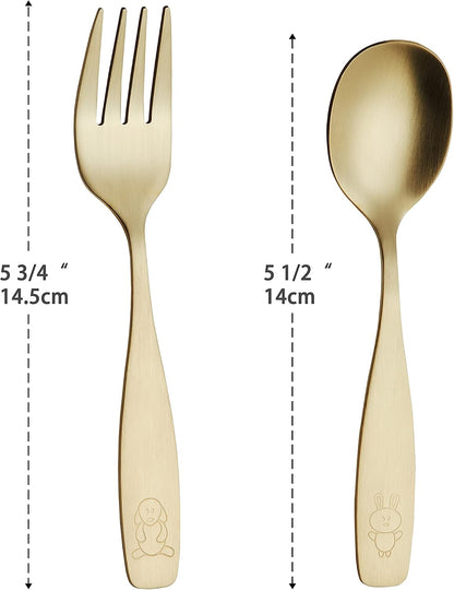 ANNOVA Kids Silverware Children's Safe Flatware Set Stainless Steel - Children Forks, Children Tablespoons, Toddler Utensils, Metal Cutlery Set for LunchBox (Rainbow, 6)