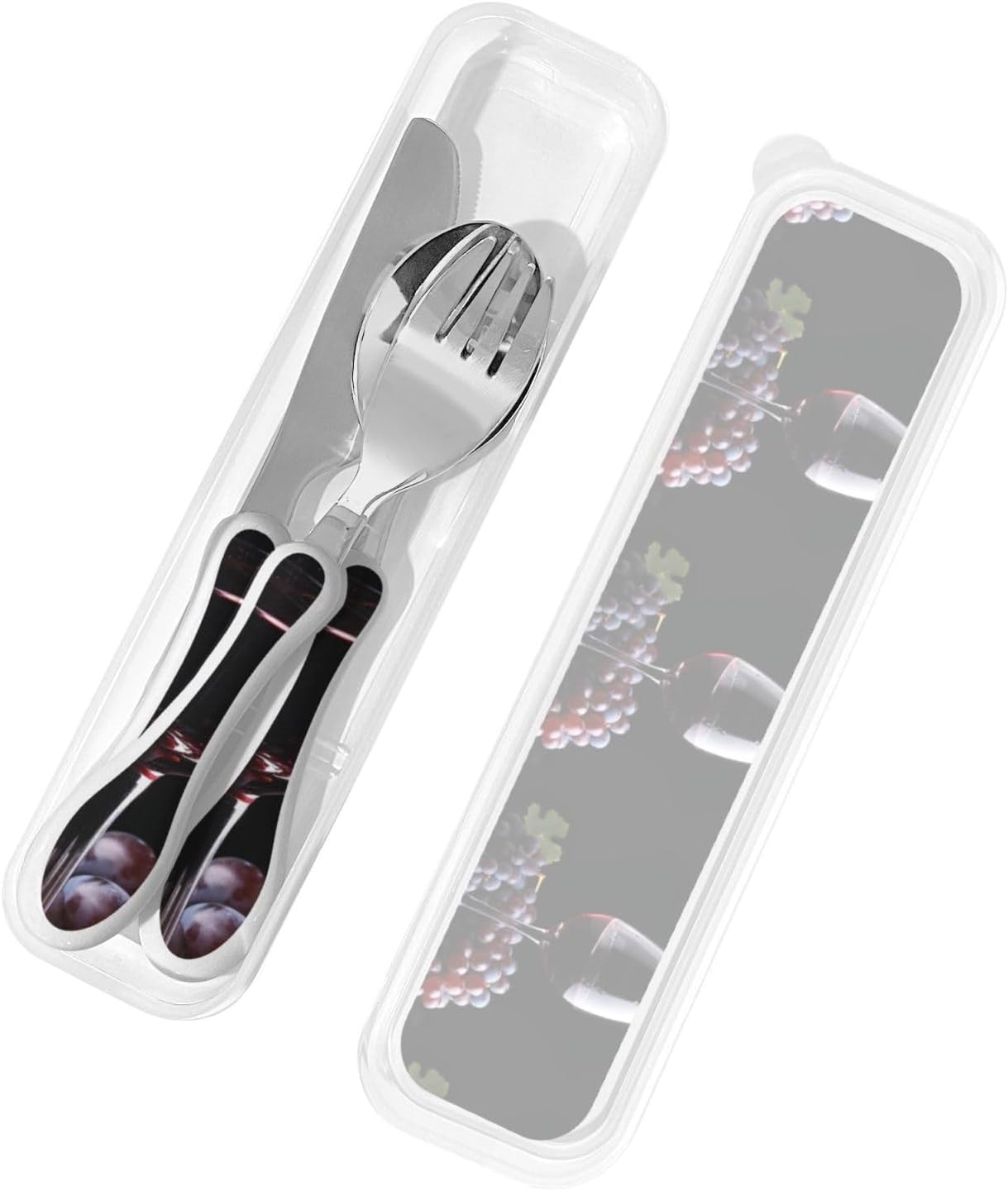 3-Piece Kids Silverware Set With Storage Case, Stainless Steel Reusable Children Safe Knife Spoon Fork Set Blue Active Girl Running Sunset Children Flatware Set For Kids Lunch Box - Colors A