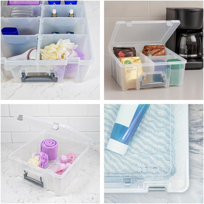 Best Kept Super Satchel Double Deep Compartment Box - Art Storage with 8 Removable Compartments | Smart Closure for Craft Supplies, Home & Office Improvement