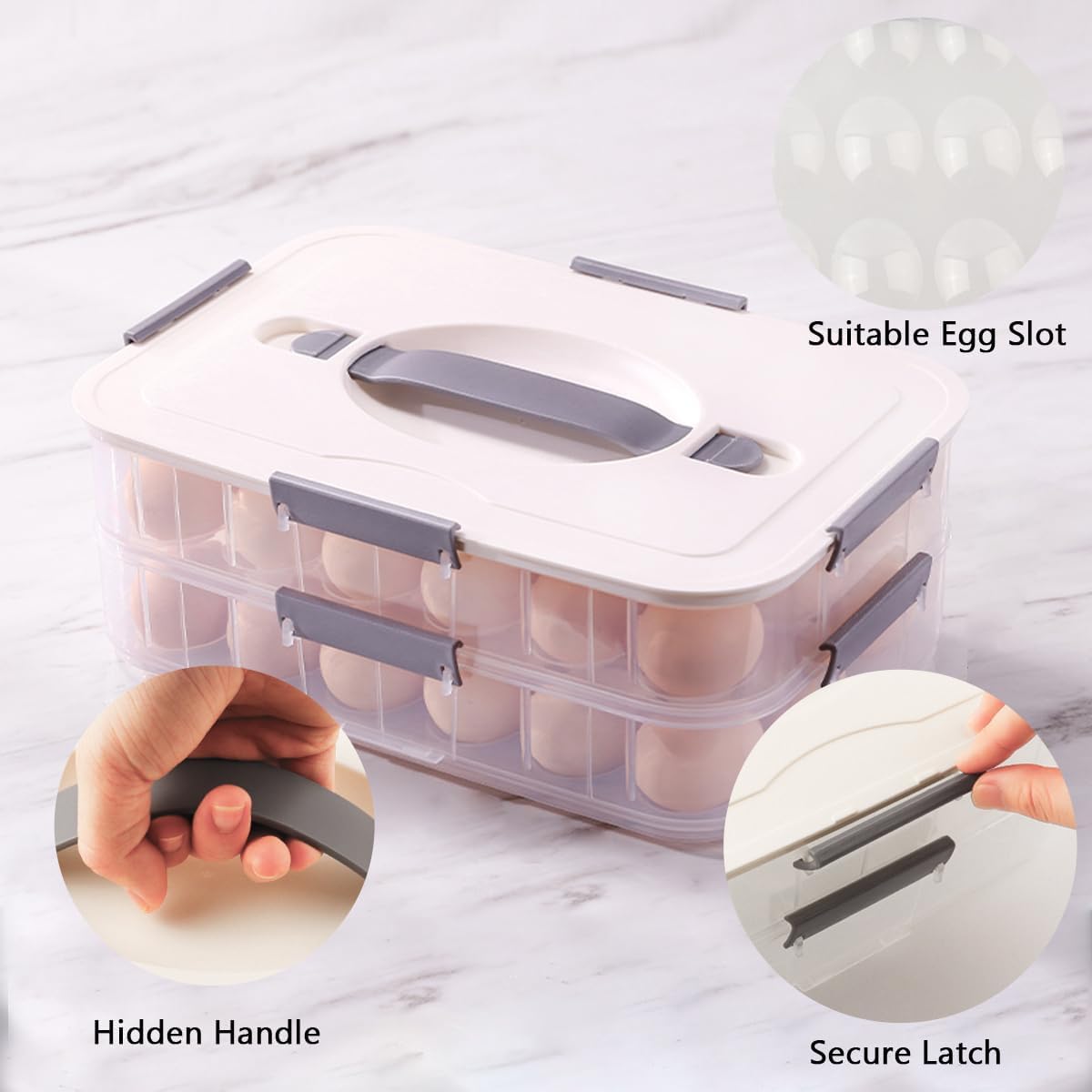 2 Layer Deviled Egg Containers with Lid, 36 Slots Deviled Egg Tray Carrier