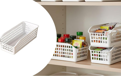 Storage Basket for Kitchen Organizer with Handle, PP Cabinet Basket Bin for Pantry and Bathroom Use