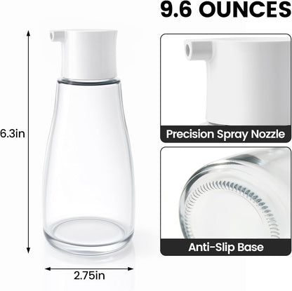 Glass Soy Sauce Dispenser Bottle, 10 oz Leak-Proof Oil & Vinegar Cruet, Multi-Purpose Clear Glass Container with Spout for Olive Oil, BBQ Sauce, Kitchen Cooking and Table Use