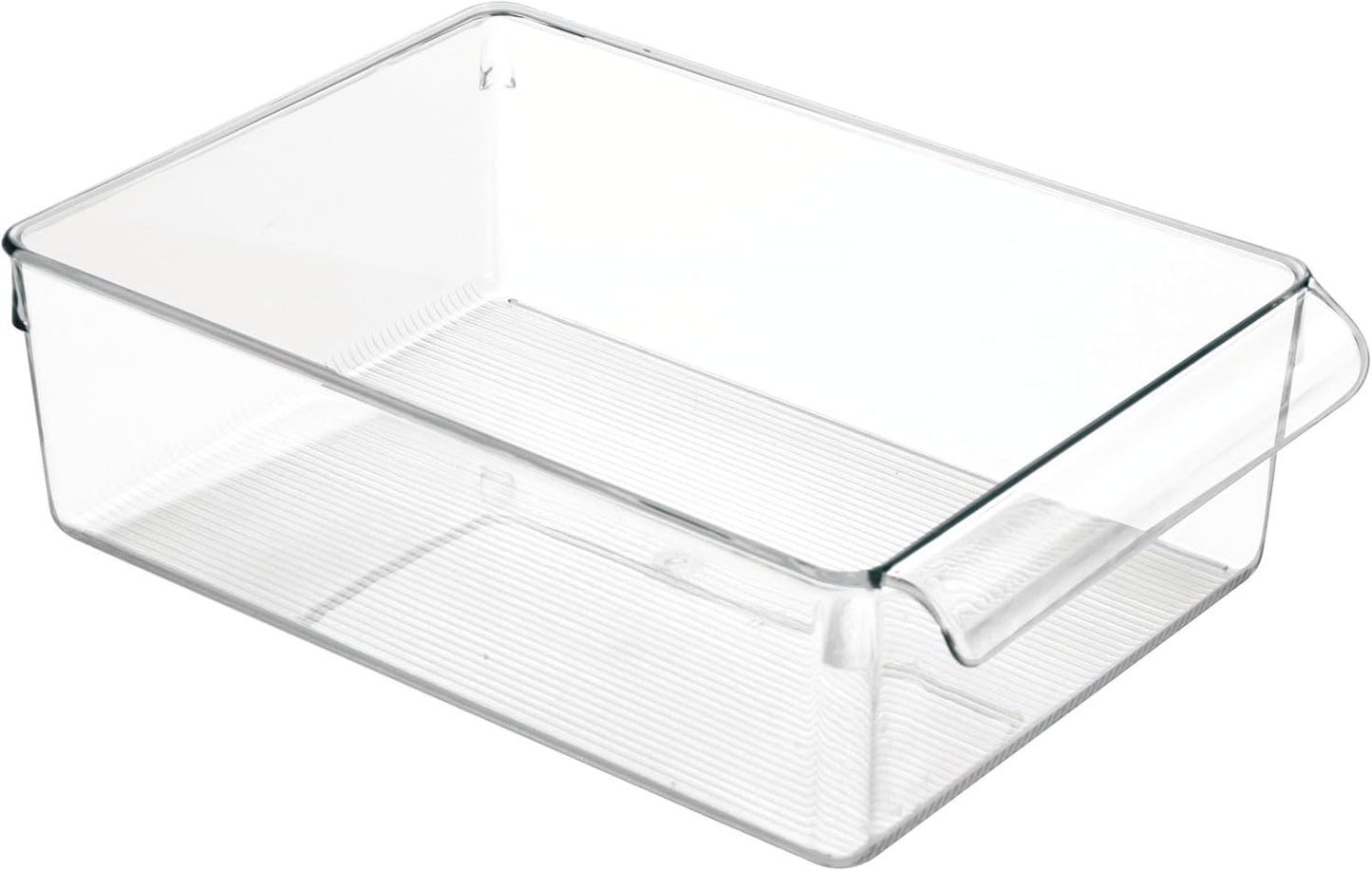 iDesign Fridge Storage Bin with Handle - Fridge Tray for Cheeses and Snacks - Set of 2 - Clear
