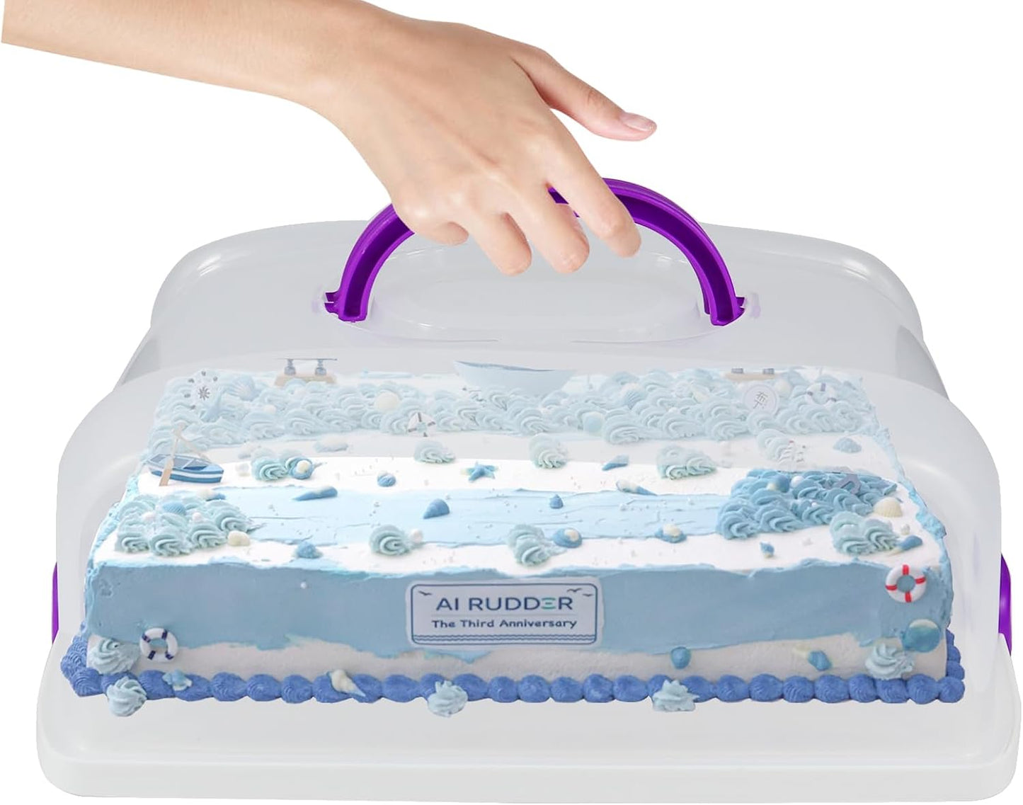 Cake Carrier with Lid, Purple Cake Holder Cupcake Container for 12 Cupcakes or 1 Large Cake Pie Pizza Tart 2 in 1 Portable Dessert Container for Cake Pie Muffin