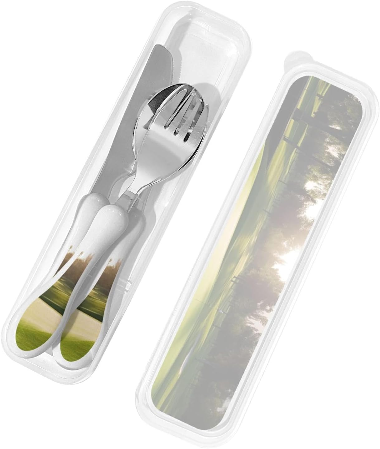 3-Piece Kids Silverware Set With Storage Case, Stainless Steel Reusable Children Safe Knife Spoon Fork Set Shih Tzu Dog Children Flatware Set For Kids Lunch Box