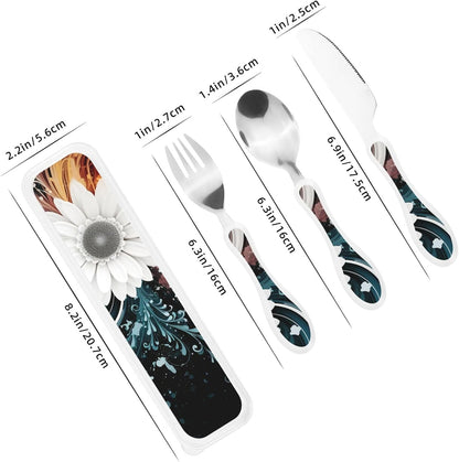 3-Piece Kids Silverware Set With Storage Case, Stainless Steel Reusable Children Safe Knife Spoon Fork Set Shih Tzu Dog Children Flatware Set For Kids Lunch Box