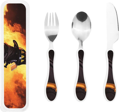 3-Piece Kids Silverware Set With Storage Case, Stainless Steel Reusable Children Safe Knife Spoon Fork Set Shih Tzu Dog Children Flatware Set For Kids Lunch Box