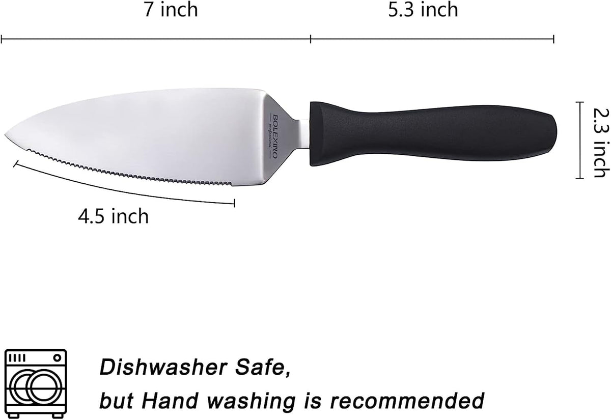 7 Inch Cake & Pie Server, Long Dense Serrated Blade, Thick Blade