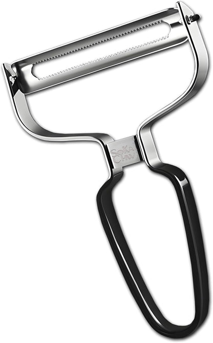 Larger Wide Mouth Kitchen Vegetable Peelers Cabbage Peeler (Serrated Y- Peeler) (Red)