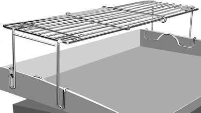 Utheer 2-Pack Griddle Warming Rack for Blackstone 28" Griddles, Stainless Steel Flat Top Grill Accessories | Reversible Rack Adds Prep Space, Foldable Clip-On Design Expands Cooking & Holding Area