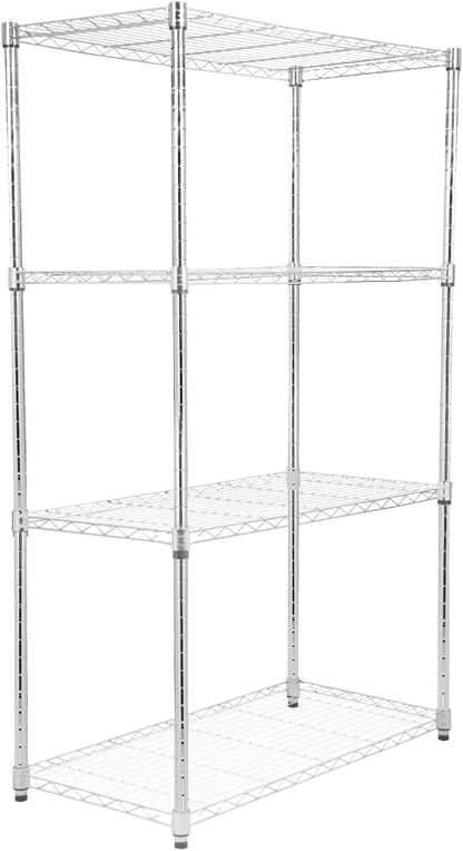 Whitmor 2-Wire Shelving Unit, Metal Storage Shelves, Stacking Shelf with Basket, Easy Assembly Home Organizer for Pantry, Kitchen, Garage, Plant