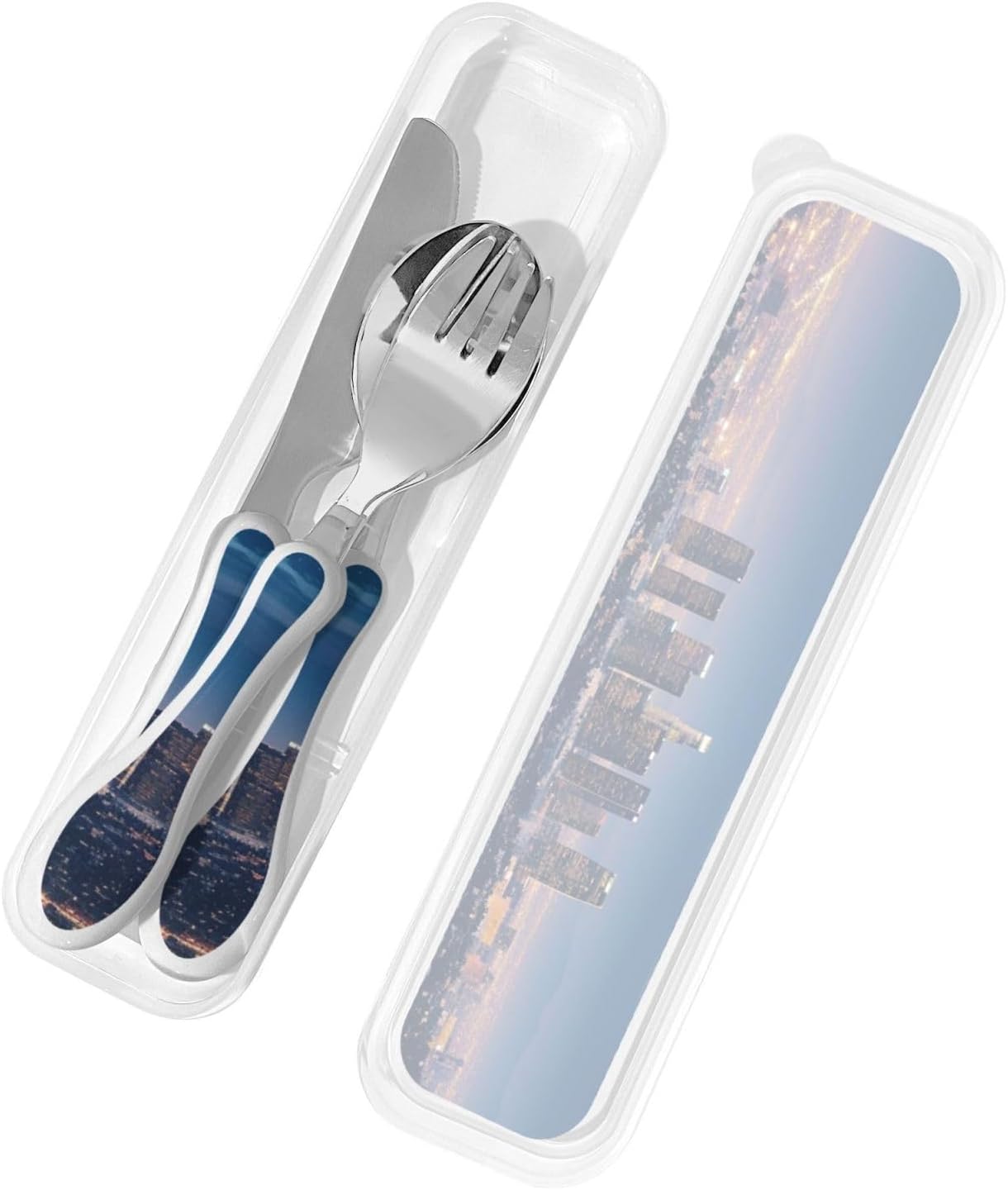 3-Piece Kids Silverware Set With Storage Case, Stainless Steel Reusable Children Safe Knife Spoon Fork Set Dolphin Children Flatware Set For Kids Lunch Box