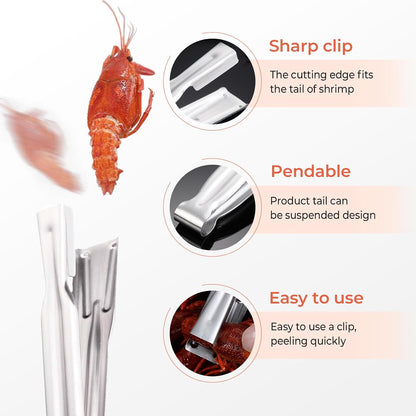 2025 New Crawfish Peeler, Stainless Steel Crawfish Shucker Crawfish Sheller Seafood Tool, Upgrade Crawfish Tail Peeler Crawfish Tail Remover Tool for Kitchen Restaurant (2, Sliver)