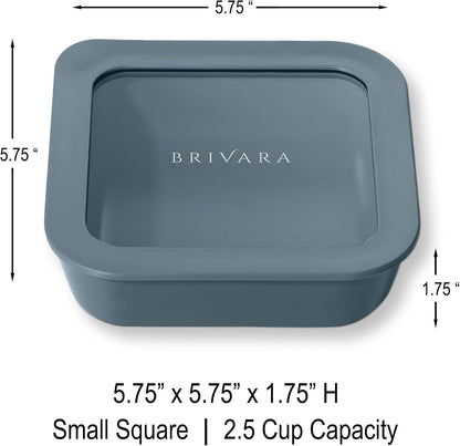 Ceramic Coated Glass Food Storage Container | No PTFE, PFOA, PFAS, and BPA | Reusable Non Toxic Meal Prep Container with Glass Lid | Easy To Store | 3 Cup Rectangle [Onyx]