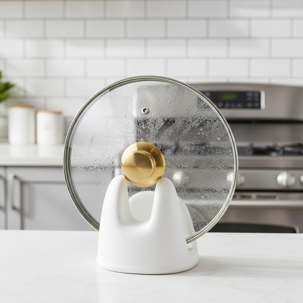 Nihow Ceramic Pot Lid Holder While Cooking for Kitchen Counter/Stove Top