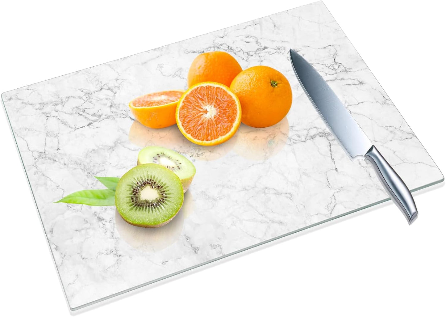 JAMBALAY Tempered Glass Cutting Boards for Kitchen, 16"x12" Clear Glass Cutting Board Set, 2Pcs Chopping Board with Rubber Non Slip Feet, Heat Resistant, Shatter Resistant, Dishwasher Safe