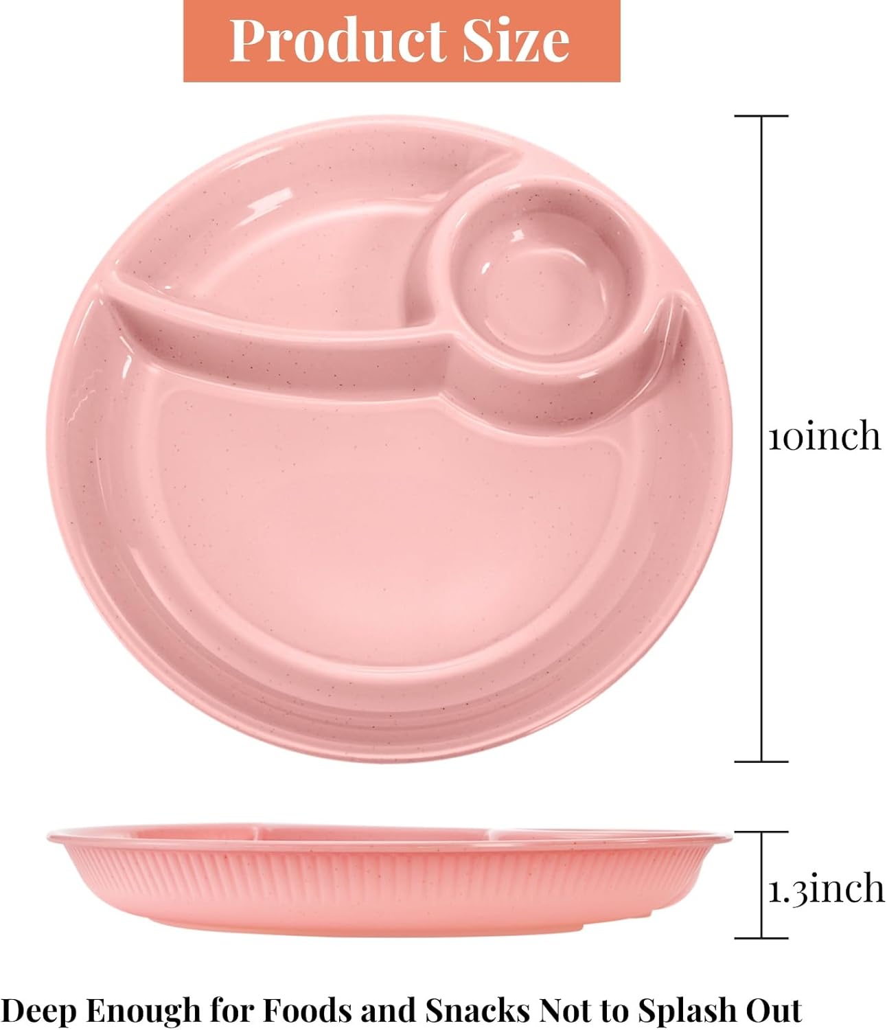 ZAVOOS 10 Pack Chip Dip Serving Platter, 10 Inch Plastic Divided Dumpling Plate with Dipping Saucer, 3 Compartments Reusable Snack Serving Dish for Sushi, Veggies, Party Appetizer