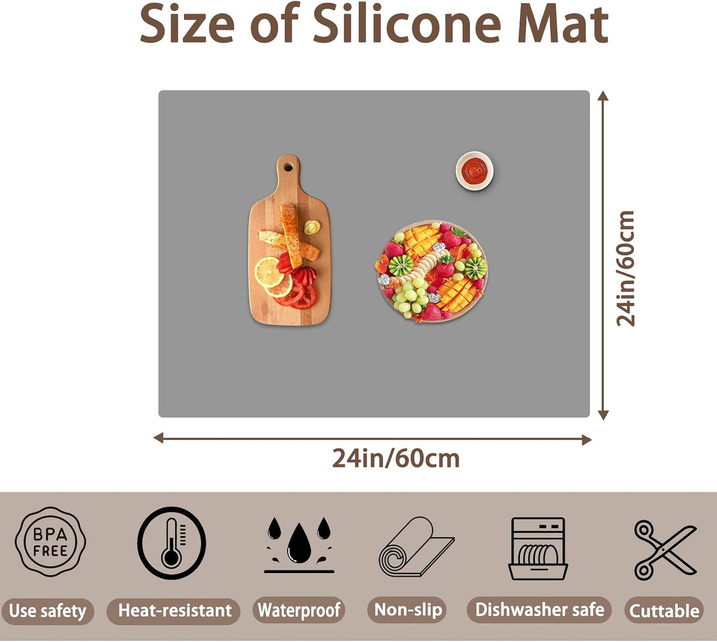Extra Large Silicone Mat 78.7''x23.6''(200cmx60cm), Large Silicone Mats for Kitchen Counter, Multipurpose Heat Resistant Mat, Waterproof Placemat for Countertop Protector, Black