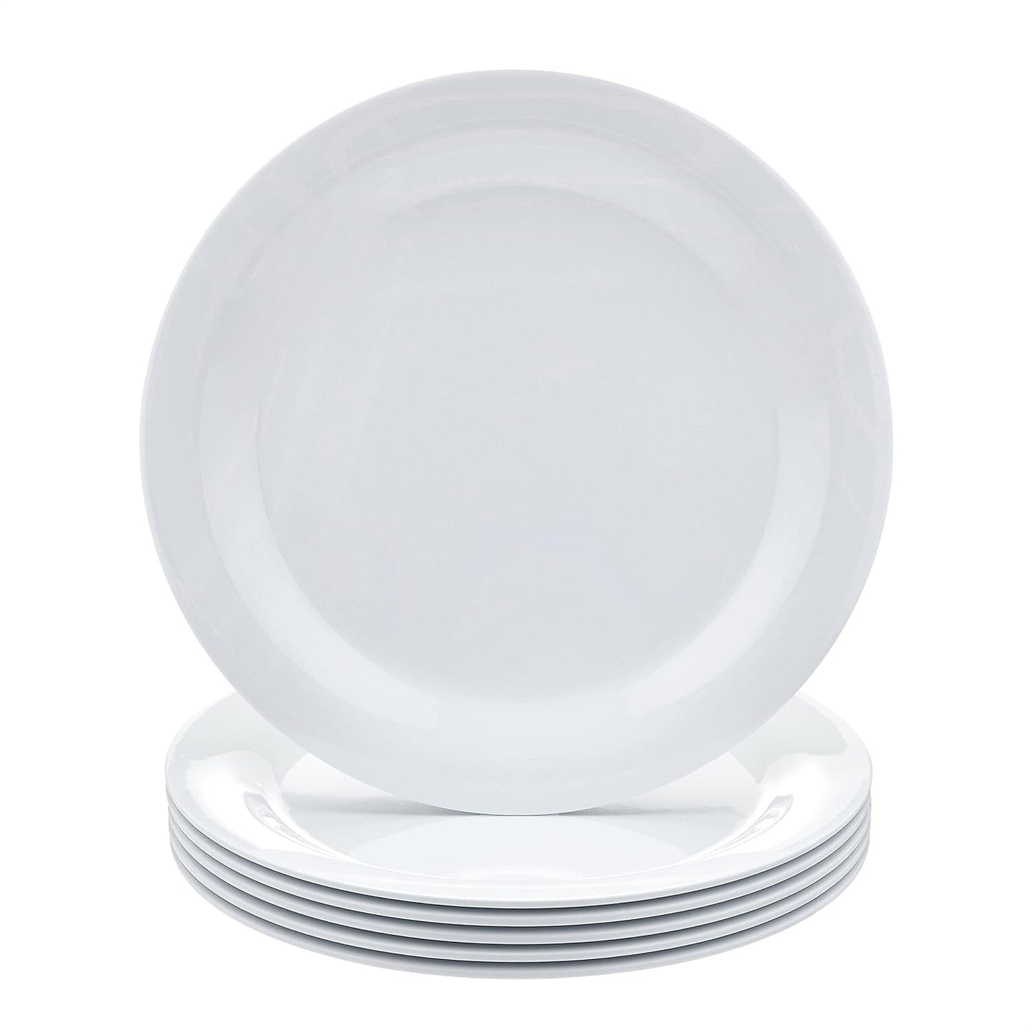 Amazon Basics Melamine Oval Platter Serving Tray, Dishwasher Safe, Narrow Rim, 13 in x 9.75 in, White, 6-Piece Set