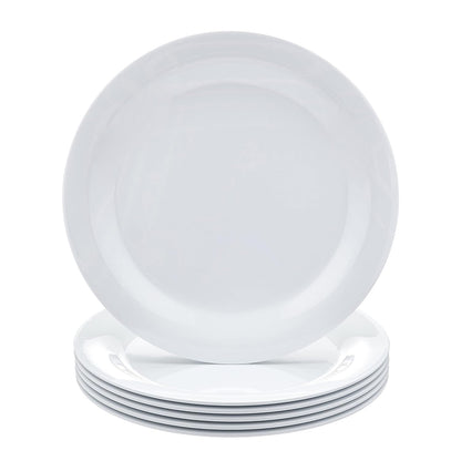 Amazon Basics Melamine Oval Platter Serving Tray, Dishwasher Safe, Narrow Rim, 13 in x 9.75 in, White, 6-Piece Set
