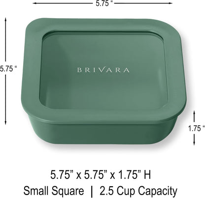 Ceramic Coated Glass Food Storage Container | No PTFE, PFOA, PFAS, and BPA | Reusable Non Toxic Meal Prep Container with Glass Lid | Easy To Store | 3 Cup Rectangle [Onyx]