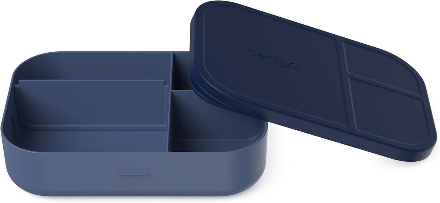 Bentgo® Modern Tray with Matte Lid - Reusable, BPA-Free, Meal Prep Containers for Adults with Removable Divider - 3 or 4 Compartments for Healthy Portioned Meals At Home & On the Go (Navy)