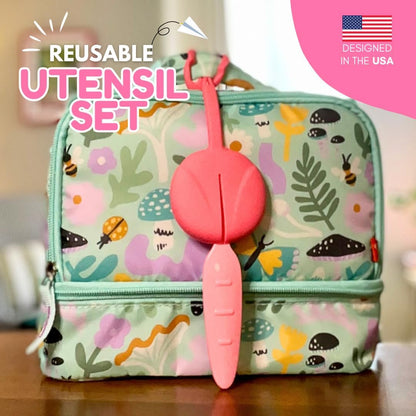 Kids Utensils for Lunch Box with Silicone Case, BPA-Free Spoon and Fork Set for Toddlers, Portable Travel Utensils for School, Daycare & On-the-Go, Dishwasher Safe - Blue