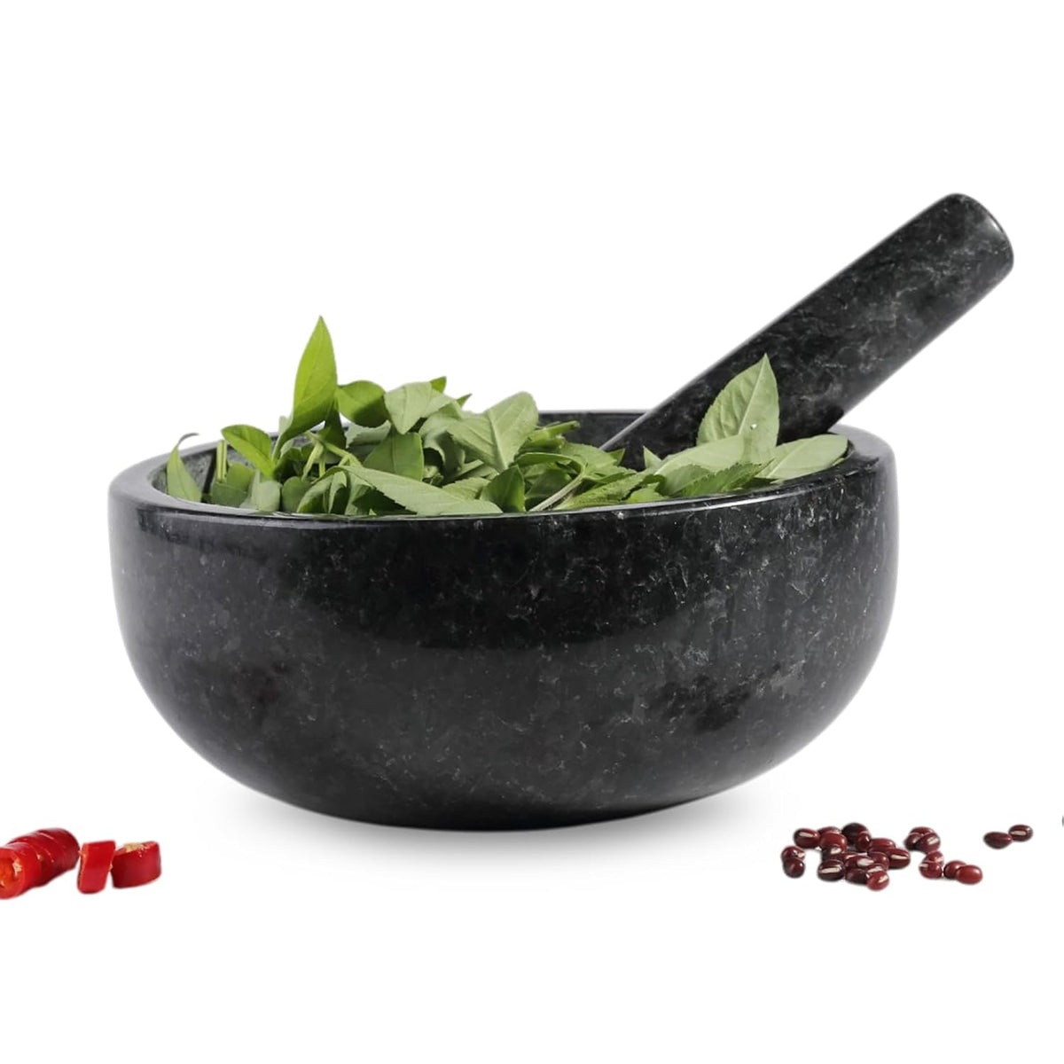 Koville Luxury Marble Mortar and Pestle Set, 7"-4cups Grinder Bowl for Guacamole, Salsa, Pill Crusher, Spice, Herb, Garlic, Nut, Heavy Duty Grinder for Kitchen