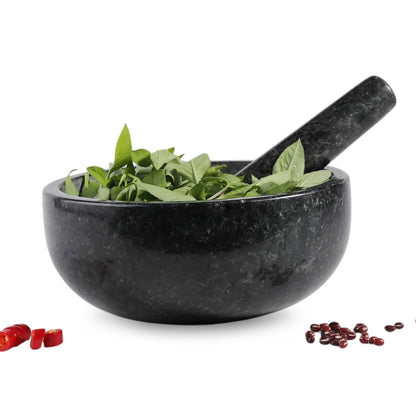 Koville Luxury Marble Mortar and Pestle Set, 7"-4cups Grinder Bowl for Guacamole, Salsa, Pill Crusher, Spice, Herb, Garlic, Nut, Heavy Duty Grinder for Kitchen