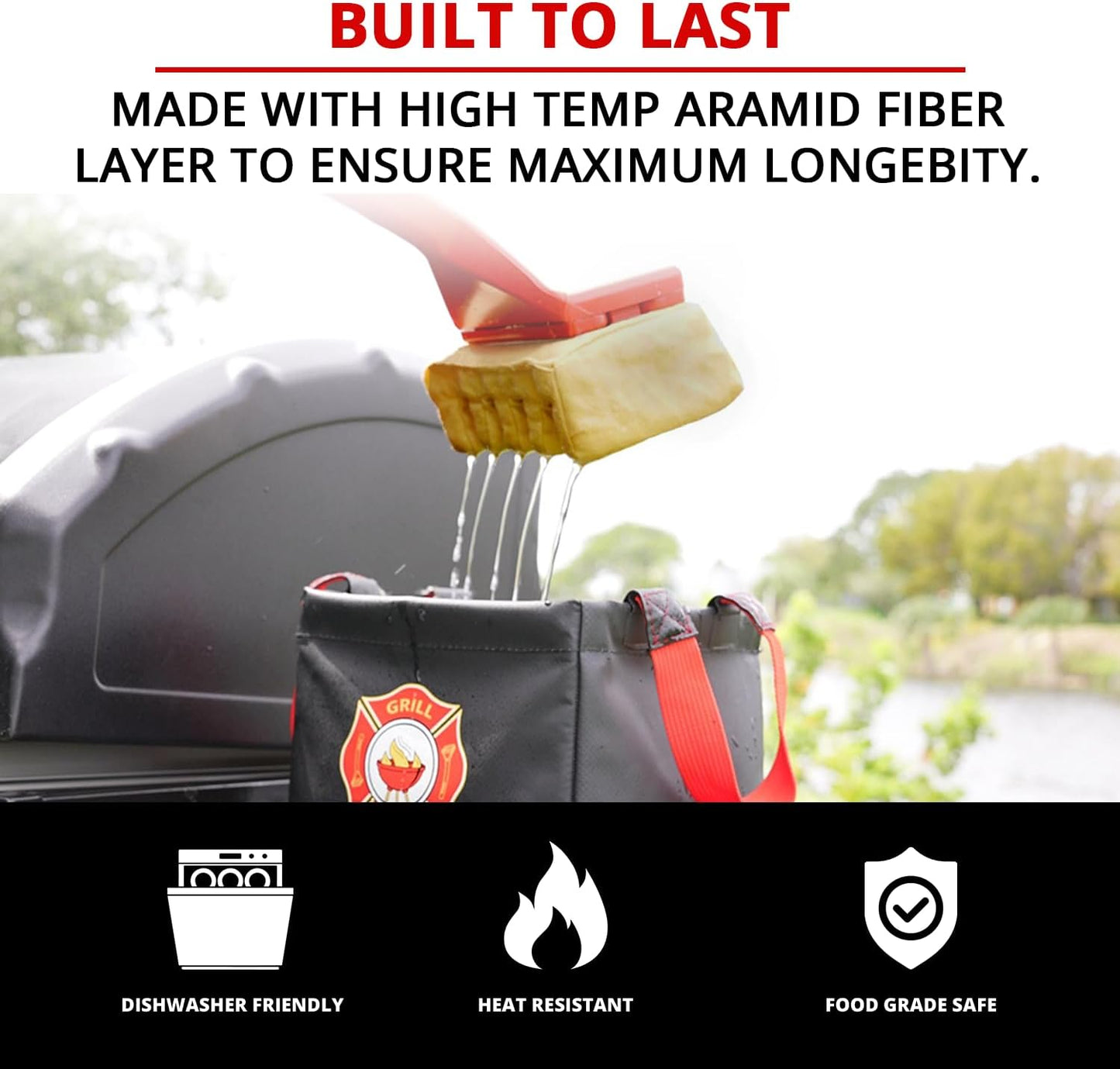 Grill Rescue BBQ Replaceable Scraper Cleaning Head, Bristle Free - Durable and Unique Tools for Cast Iron or Stainless-Steel Grates, Barbecue Cleaner (Replaceable Grill Grate Scraper Head)