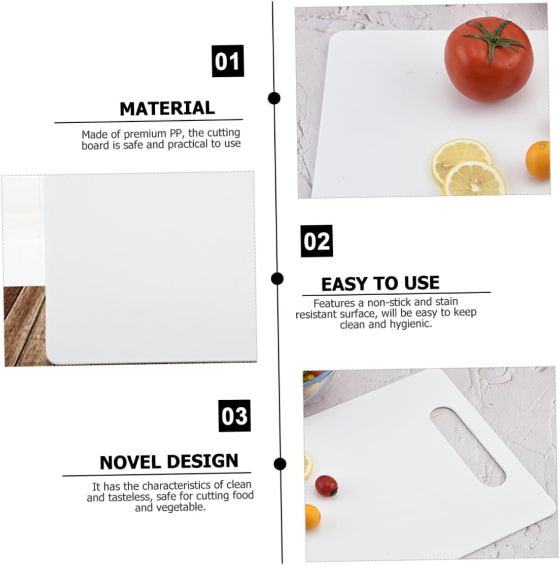 PRETYZOOM Kitchen Cutting Board Chopping Mat Square Plastic Non-slip Cutting Board for Kitchen Use Sturdy Food-grade Plastic Suitable for Fruits Vegetables