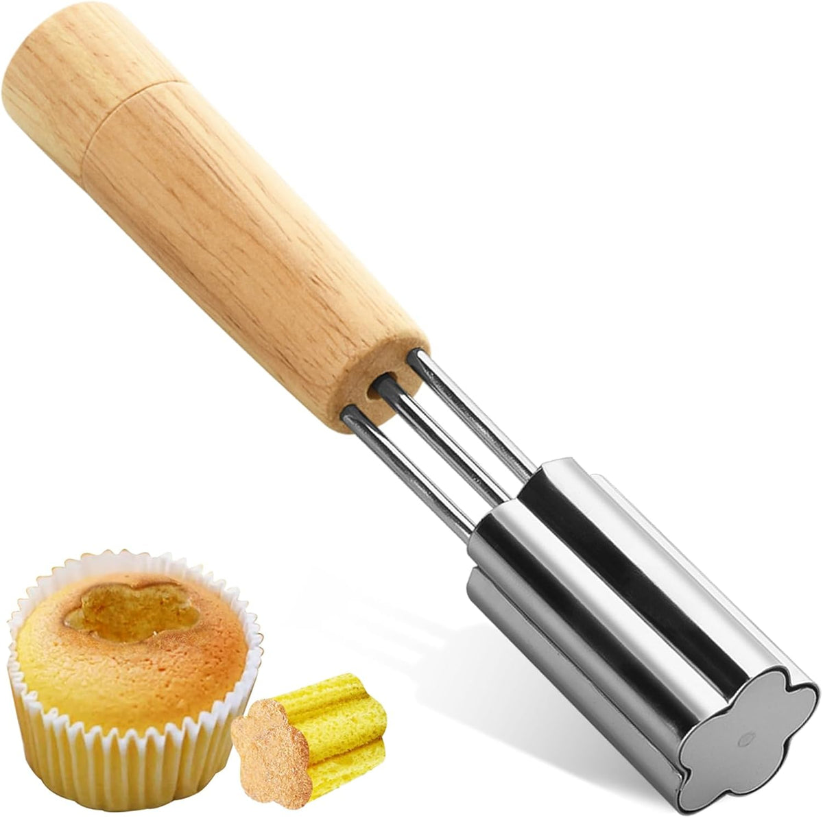 Cupcake Corer, 1 Pc Plunger Cutter Pastry Corer, Digging Holes Tools Muffin Cake Filling Tool Mini Cupcake Hole Punch for DIY Baking Filling and Decorating, (Flower)