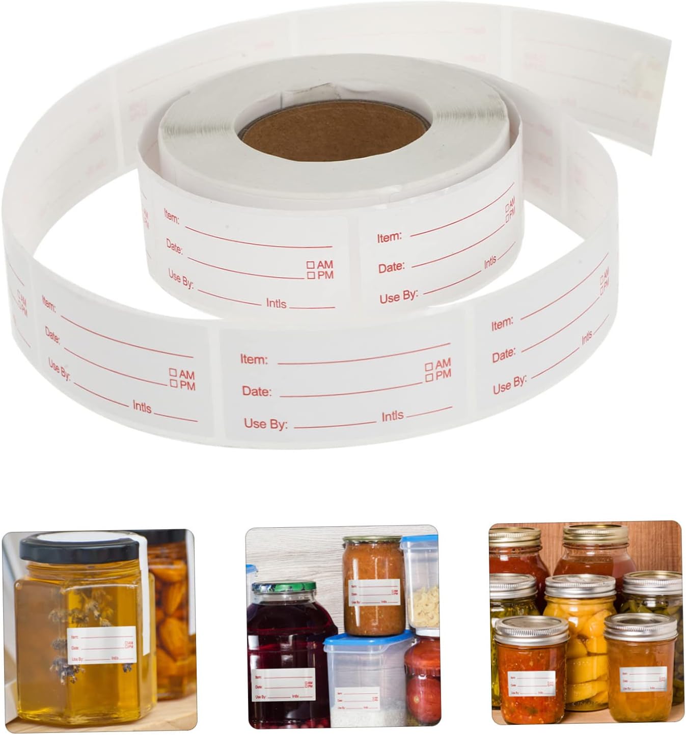 SHINEOFI 2rolls Food Storage Date Labels Removable Labels for Food Containers Kitchen Sticker to Write for Jars