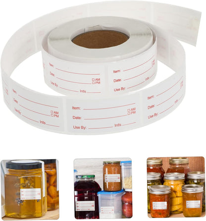 SHINEOFI 2rolls Food Storage Date Labels Removable Labels for Food Containers Kitchen Sticker to Write for Jars