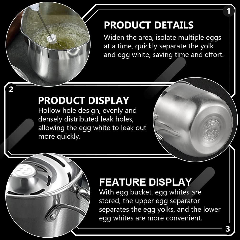 Angoily 1500ml Egg Separator, Stainless Steel Egg Yolk White Separator Tool