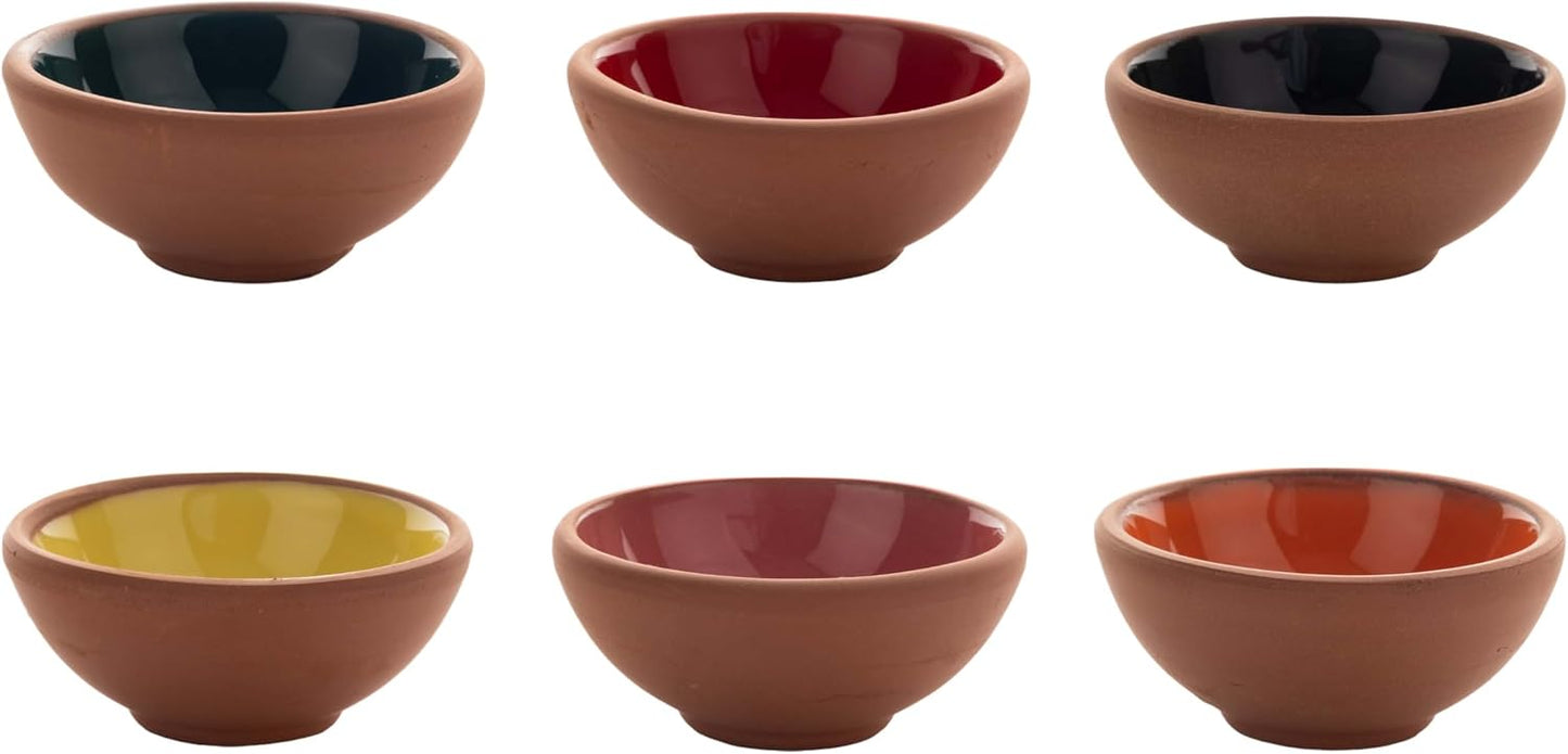 Small Ceramic Bowls Set of 6 | 3 oz Pinch Bowls for Dipping, Cooking Prep, and Charcuterie | Ideal for Snacks, Desserts, Side Dishes, Tapas, Nuts, and Ice Cream | Handmade Serving Dishes (Terracotta)