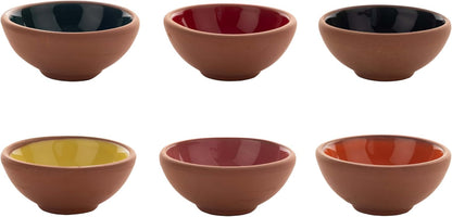 Small Ceramic Bowls Set of 6 | 3 oz Pinch Bowls for Dipping, Cooking Prep, and Charcuterie | Ideal for Snacks, Desserts, Side Dishes, Tapas, Nuts, and Ice Cream | Handmade Serving Dishes (Terracotta)