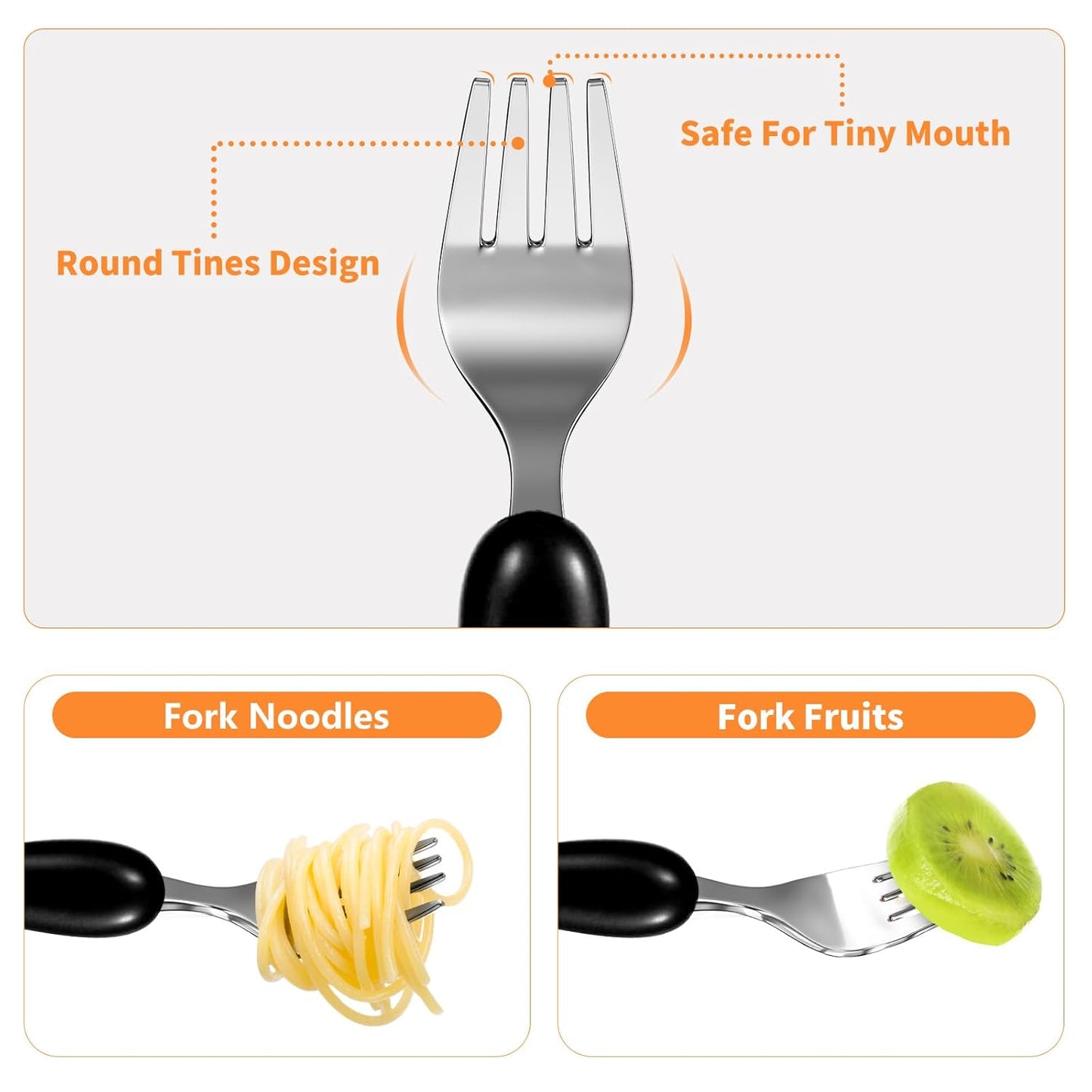 Lehoo Castle 6 Pieces Toddler Utensils, Kids Silverware for 2 3 4 Years Old, Stainless Steel Fork and Spoon Set with Plastic Handle, Safe Toddler Cutlery (Dinosaur)