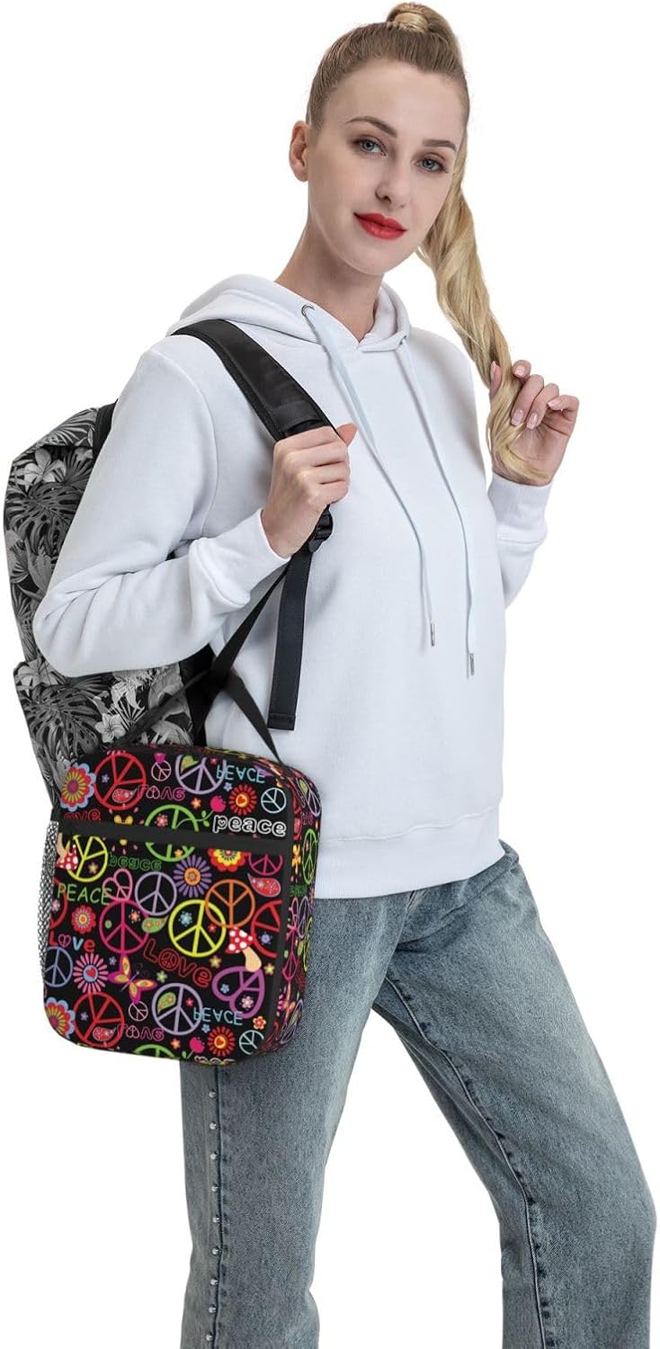 70s Retro Mushroom Floral Insulated Lunch Bag Reusable Cooler Lunch Box Portable Leakproof Thermal Container Tote Bags for Girls Boys School Travel