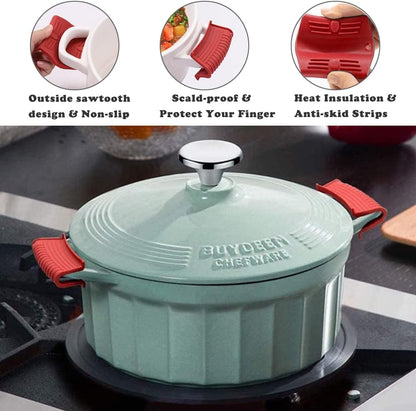 3 Pack Silicone Cast Iron Skillet Handle Cover - Heat Resistant Pot Handle Sleeve Grip for Frying Pans, Griddles, Dutch Ovens & Baking Sheets (Red)
