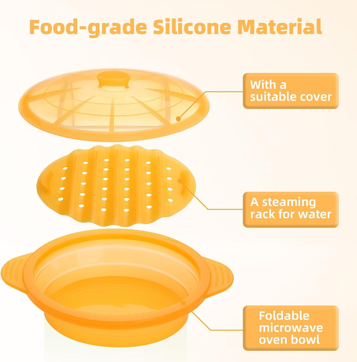 Silicone Microwave Steamer Collapsible Cooker for Vegetables Fish Prep Meal