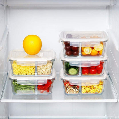 DAS TRUST 3 Pack Bento Box Glass Meal Prep Containers - 3 Compartment Glass Food Storage Containers with Lids - Lunch Box Meal Prep Bowls - Oven Safe