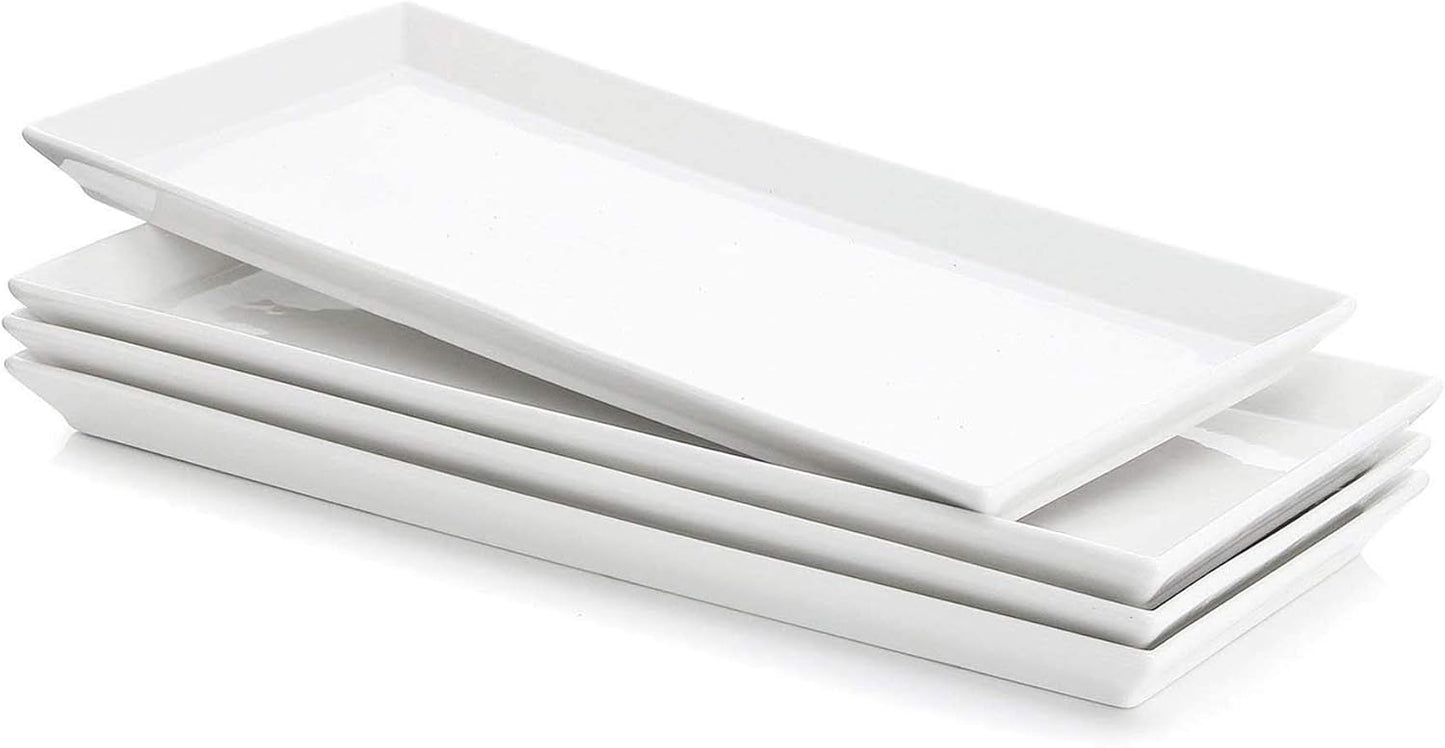 Sweese Serving Platter, 15.5/13.8/11.7 Inch Rectangle Porcelain Serving Trays, Serving Dishes for Entertaining, White Platters for Serving Food Party, Turkey Platter for Thanksgiving, Set of 3