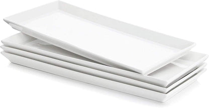 Sweese Serving Platter, 15.5/13.8/11.7 Inch Rectangle Porcelain Serving Trays, Serving Dishes for Entertaining, White Platters for Serving Food Party, Turkey Platter for Thanksgiving, Set of 3
