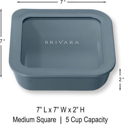Ceramic Coated Glass Food Storage Container | No PTFE, PFOA, PFAS, and BPA | Reusable Non Toxic Meal Prep Container with Glass Lid | Easy To Store | 3 Cup Rectangle [Onyx]