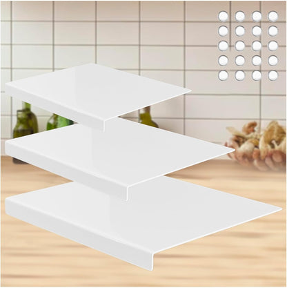 3-Piece Acrylic Cutting Board Set with Counter Lip, 3 Sizes (17.5x13.5/16x12/11.5x7.5Inch) for Kitchen Countertops, Non-Slip Durable Black Countertop Protector, Ideal for Home Decor Housewarming Gifts