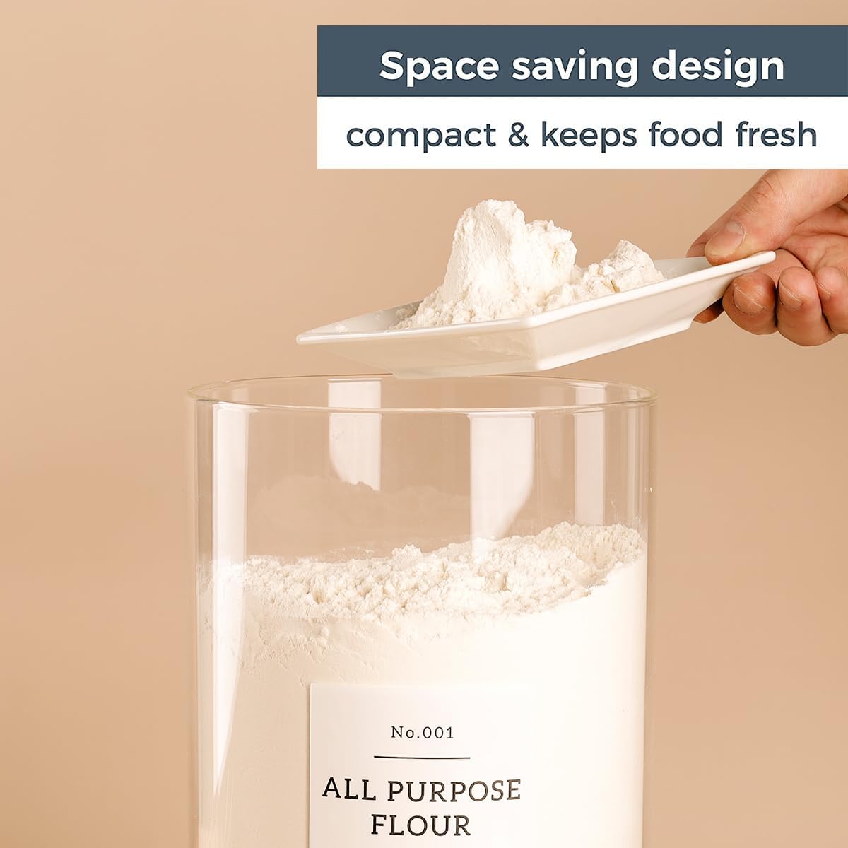 Large glass flour and sugar containers with 132 Kitchen Pantry Labels - 110 oz Glass Food Storage Containers with Airtight Lids - Square Glass Jars with Bamboo Lids for Rice, Pasta, Cookies, grain