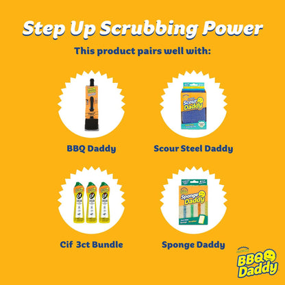 Scrub Daddy BBQ Daddy Grill Brush for Outdoor Grill - Bristle Free Grill Brush with Steel Grill Scraper + Scrub Brush - Temperature Controlled Scrubbing Power for Grill Cleaning (1 Count)