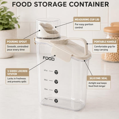 Rice Storage Container Set Airtight (3 Pack) – Pour Spout Pantry Containers for Cereal, Flour & Dry Food, BPA-Free Clear Kitchen Organizer (Small Medium Large)